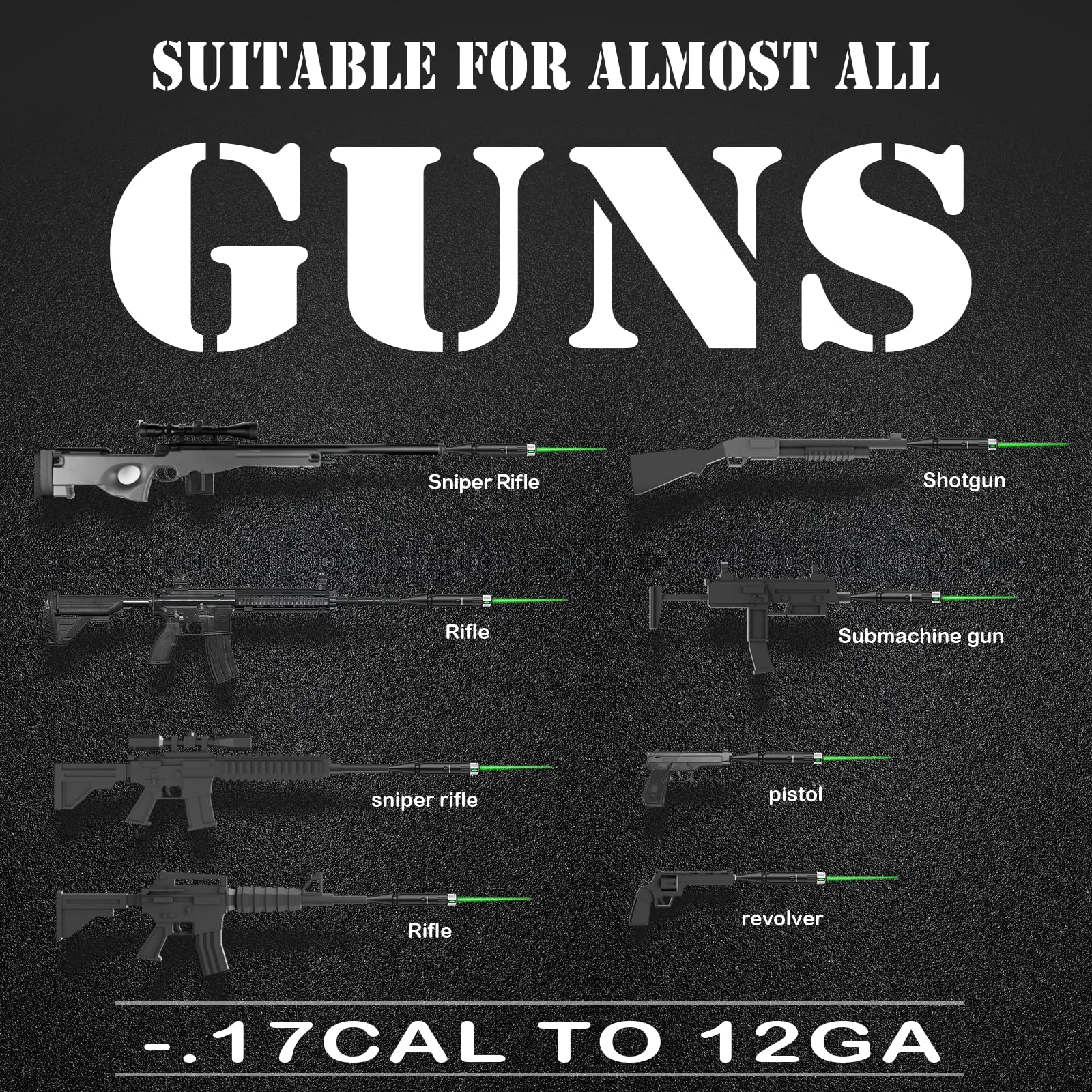 Bore Sight Laser Professional Green Laser Bore Sight Kit with 32 Adapters fit 0.17 to 12GA Calibers, Multiple Caliber Green Bright Bore Sighter Laser Powerful Support for All Gun, Rifle, Pistol