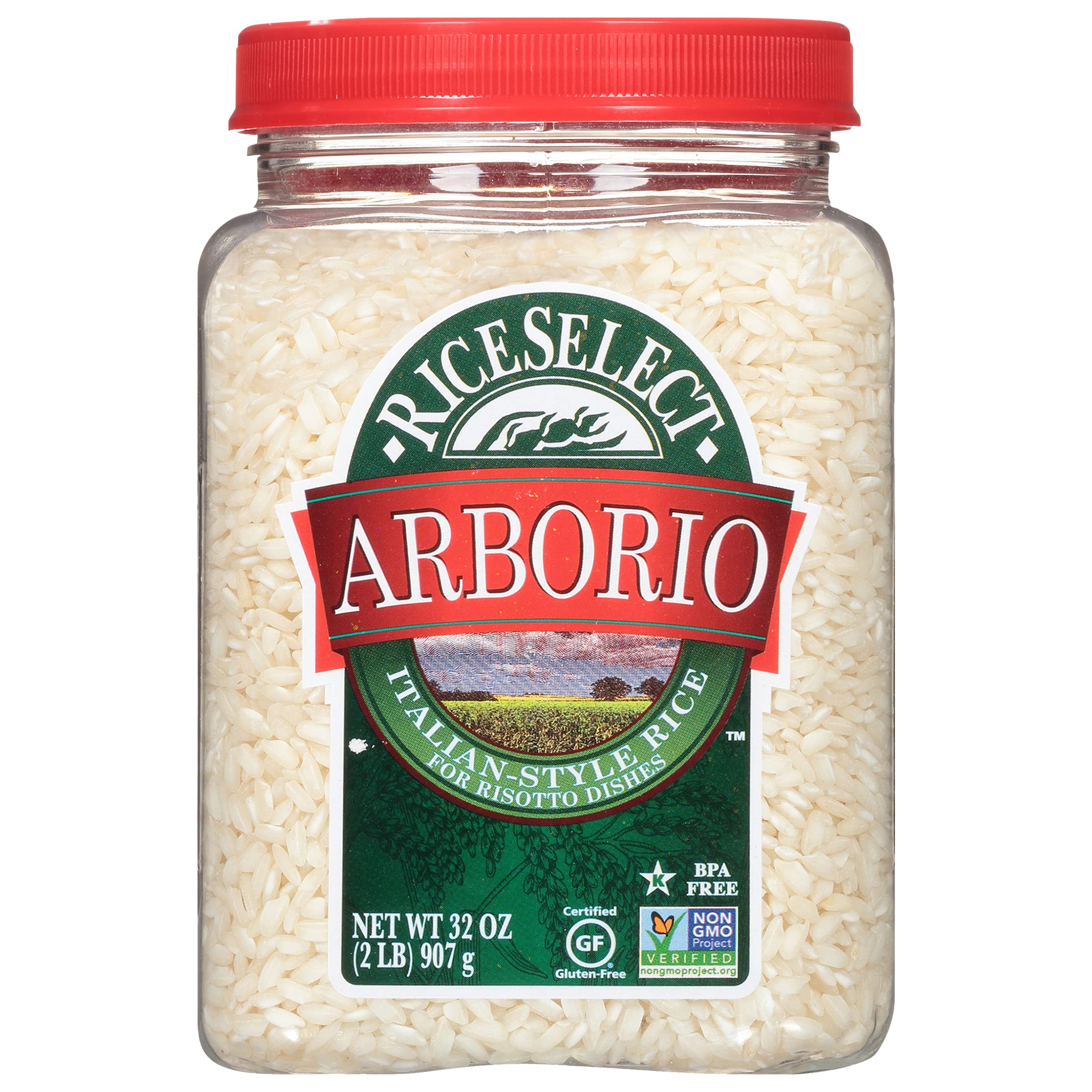 RiceSelect Arborio Reis für italienisches Risotto, Premium glutenfreier Reis, gentechnikfrei, 907-Gramm-Glas, (1er-Pack)