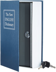 Amazon Basics Book Safe, Money Saving Box, Save for Money, Secret Hidden Metal Lock Box, Money Hiding, Key Lock, Large, Blue