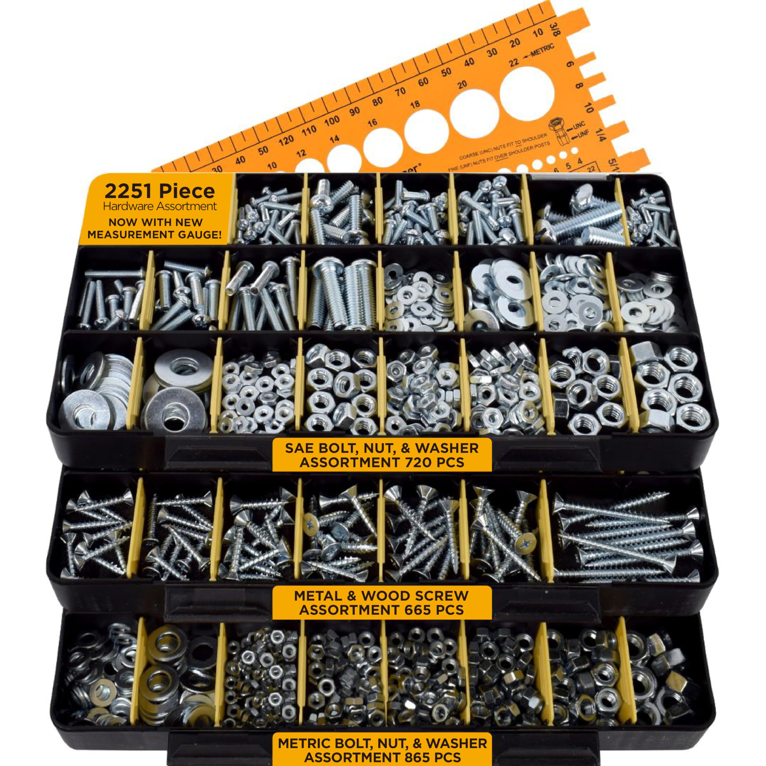 Jackson Palmer 2251 Piece Hardware Assortment Kit with Screws, Nuts, Bolts & Washers (3 Trays)...