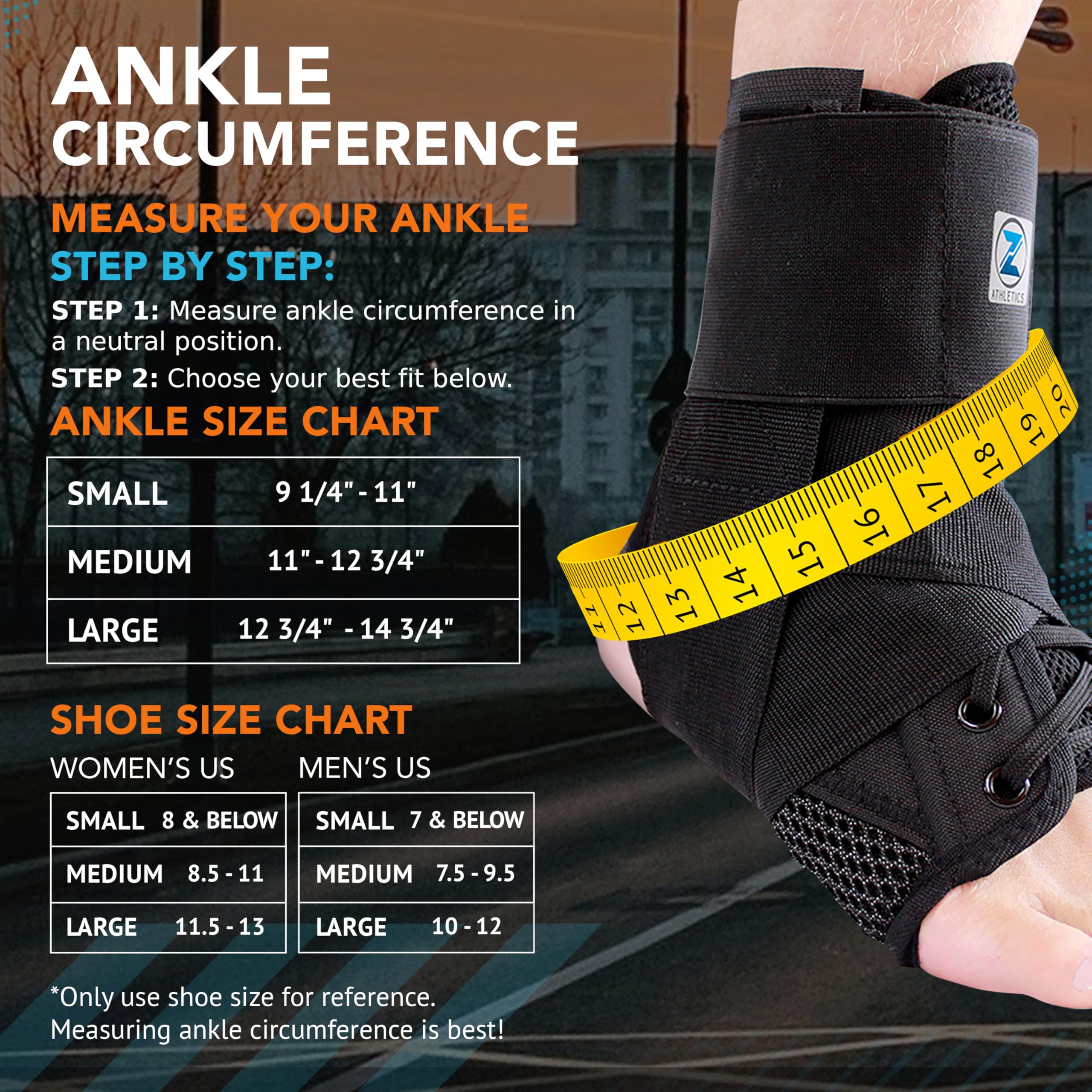 Z ATHLETICS Ankle Brace for Women & Men - Lace Up Adjustable Support with Side Stabilizers for Sprained Ankle, Achilles Tendonitis Relief | Basketball, Volleyball, Running & Sports Recovery