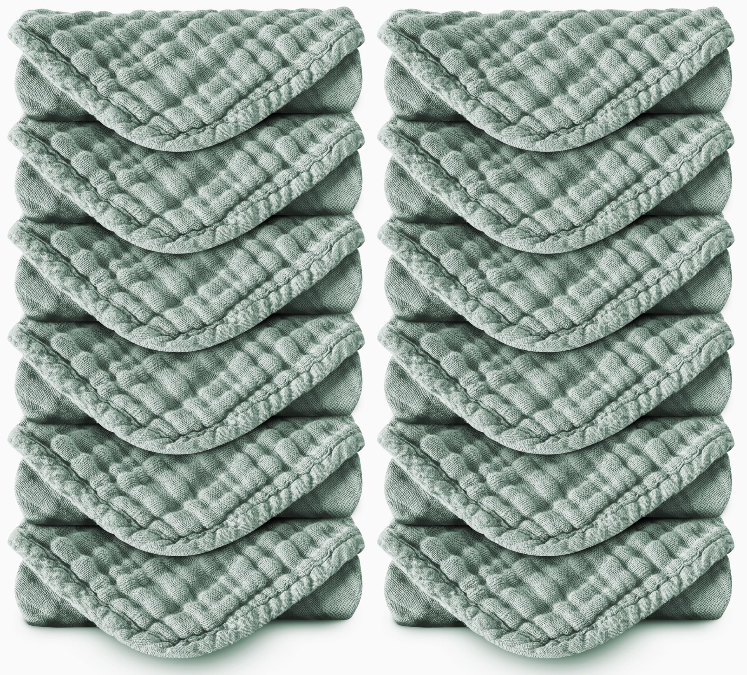 Spotted Play Muslin Burp Cloths 100% Cotton Large 20''x10'' Extra Soft and Absorbent Baby Wash Cloths Spit Up Rags - Baby Burping Cloth for Boys Girls Items(12 Pack Green)