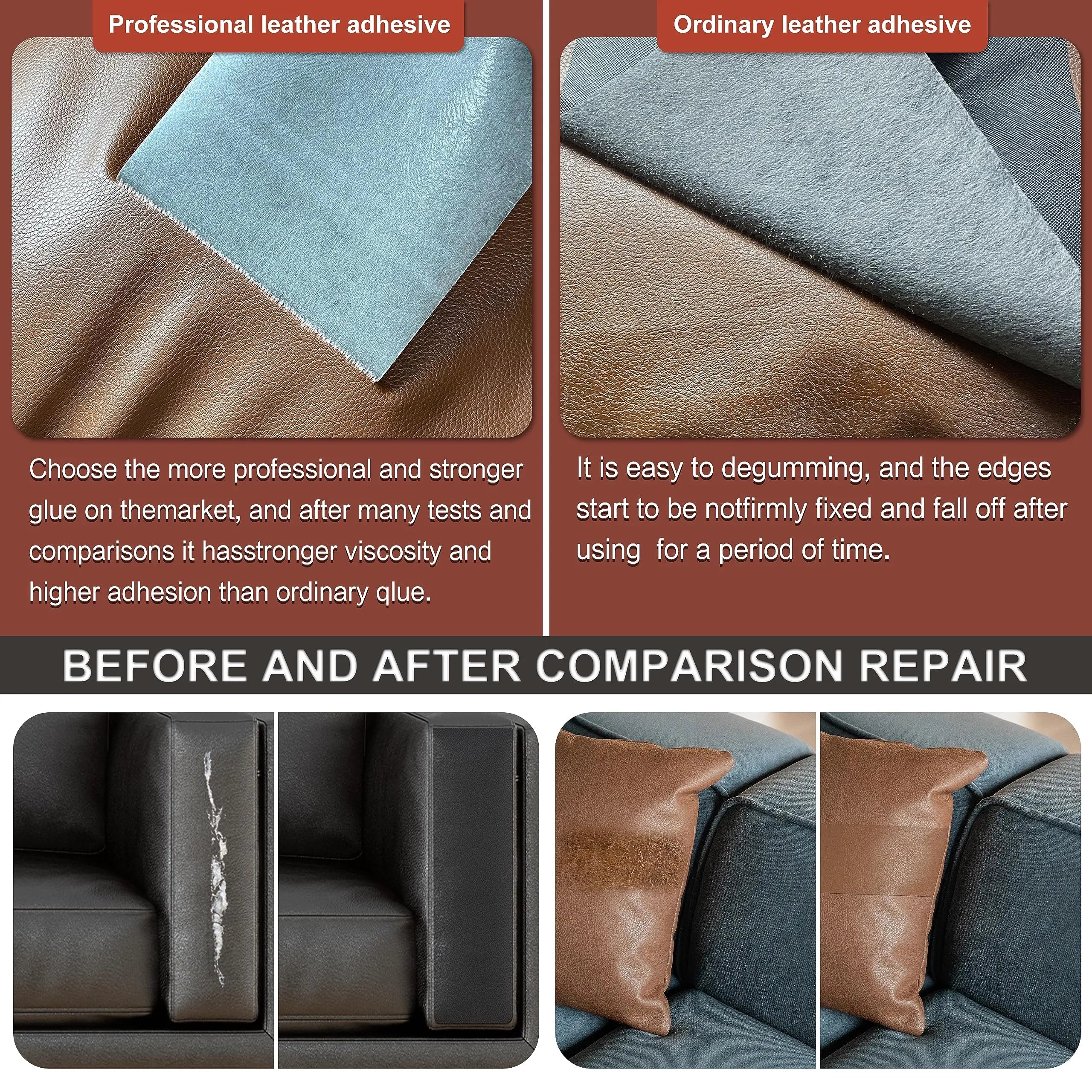 Leather Repair Patch Tape Kit, Self Adhesive Leather Repair for Furniture, Couch, Sofa, Car Seats,Office Chair,Vinyl Repair Kit.3.1inx60in