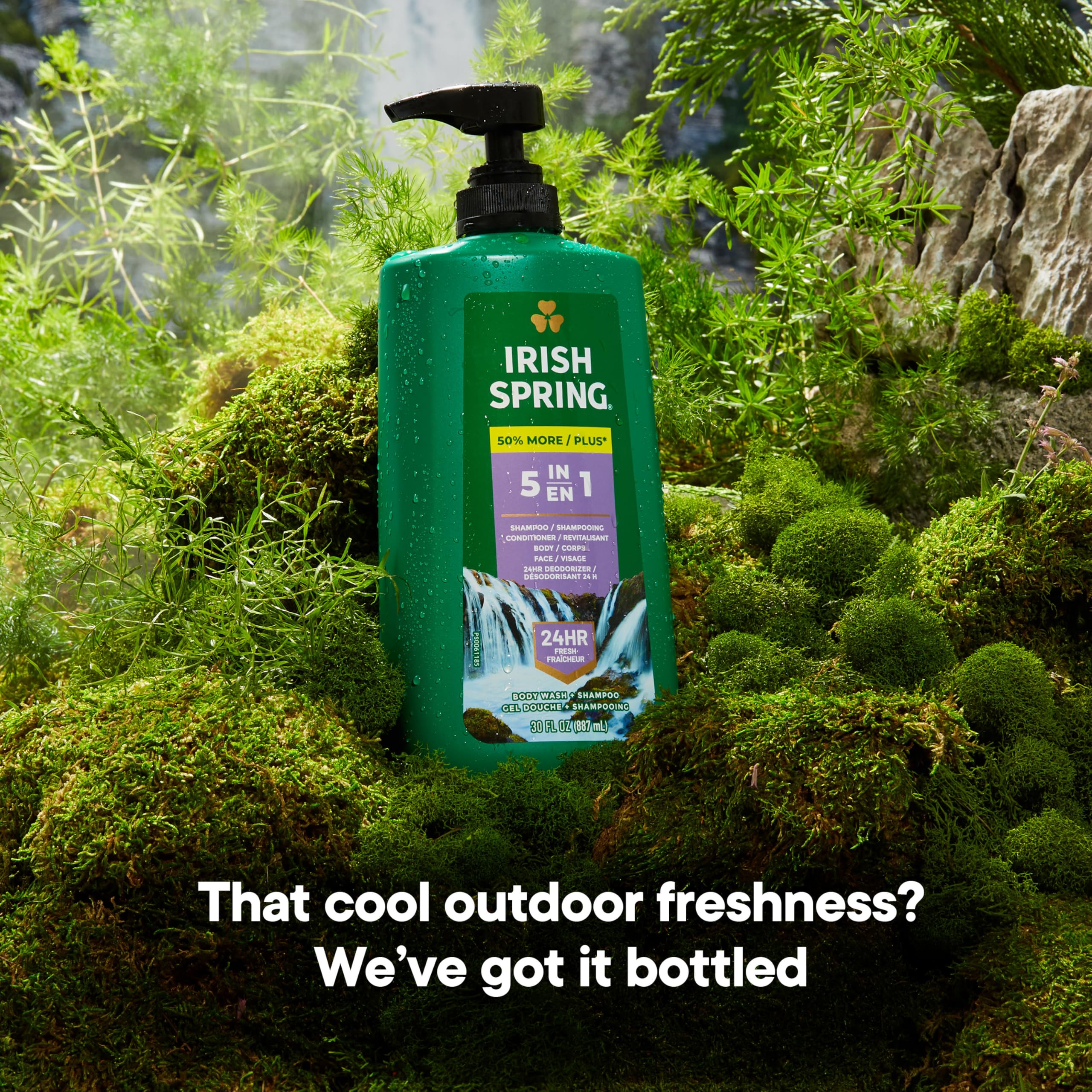 Irish Spring 5 in 1 Body Wash for Men, Men's Body Wash, Smell Fresh and Clean for 24 Hours, Conditions and Cleans Body, Face, and Hair, Made with Biodegradable Ingredients, 30 Oz Pump