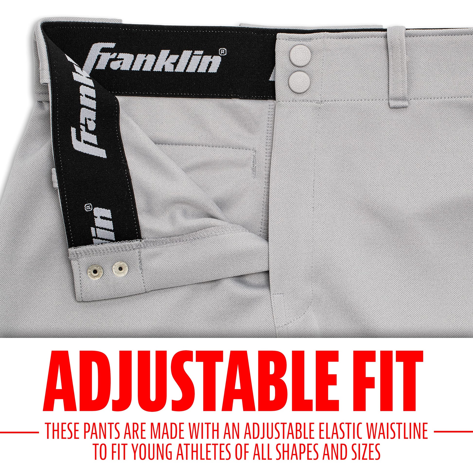 Franklin Sports Youth Baseball Knicker Style + Knee High Softball Pants for Kids - Boys + Girls with Belt Loop - Grey - Youth Small